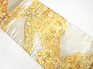向かい鳳凰に花・古典柄織り出し　袋帯